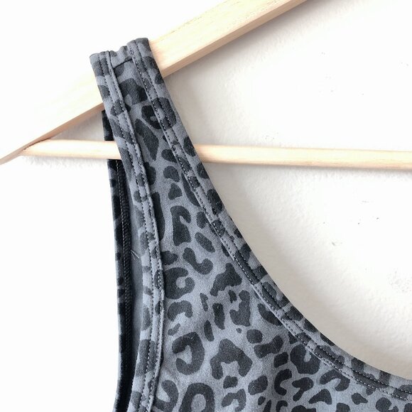 Aritzia TNA bodysuit top Large animal print tank top women’s grey black - Picture 4 of 15